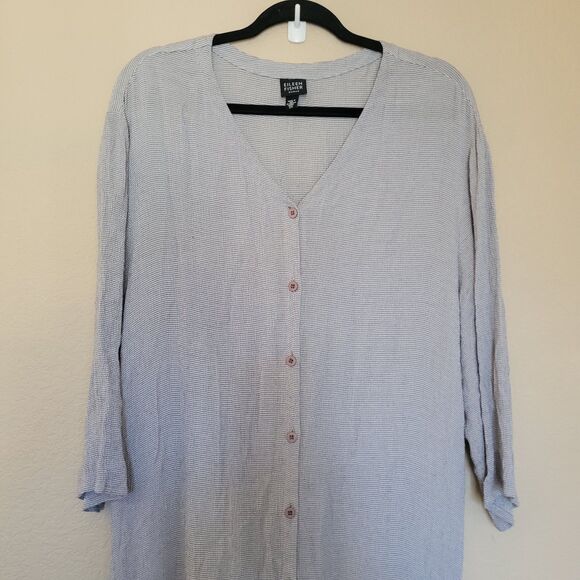 Eileen Fisher Woman Maxi Shirt Dress Size 2x Button Up Long Tie Back Lagenlook - Picture 3 of 8